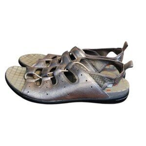 Ecco Sandals Jab Toggle Metallic Platinum Open Toe Size 40 US 9 Strap Adjustable